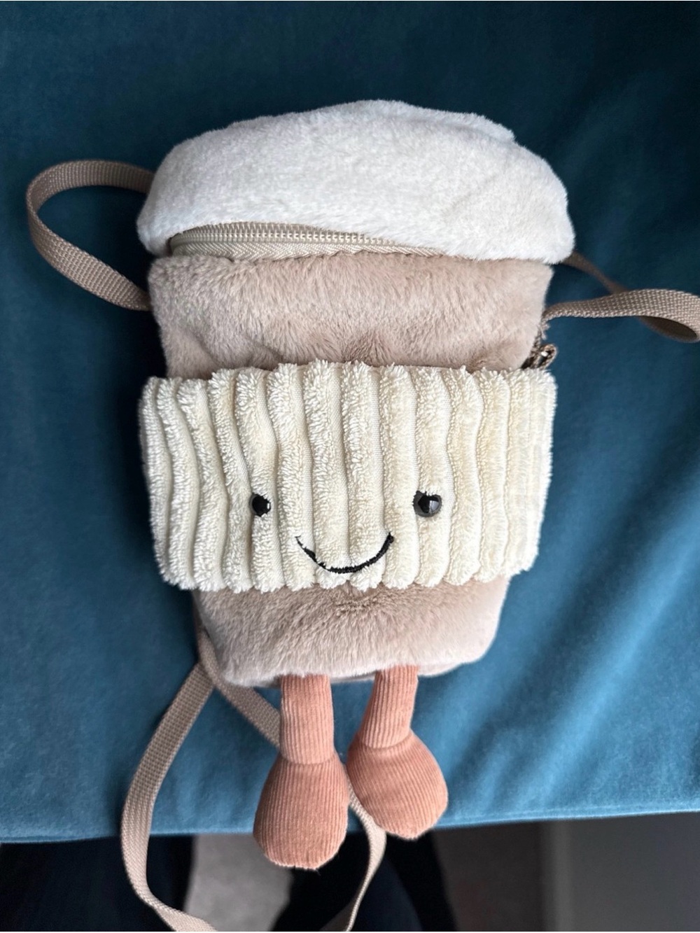 Jellycat Plush Coffee Cup Crossbody Bag - Cream, Tan